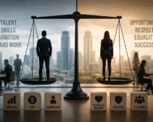 man and woman in corporate workplace