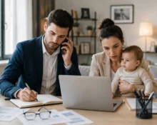 couple balancing work and family life