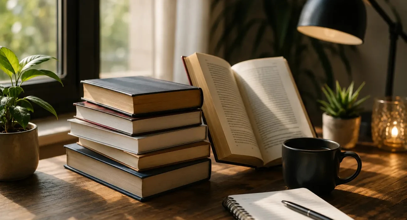 stack of self improvement books