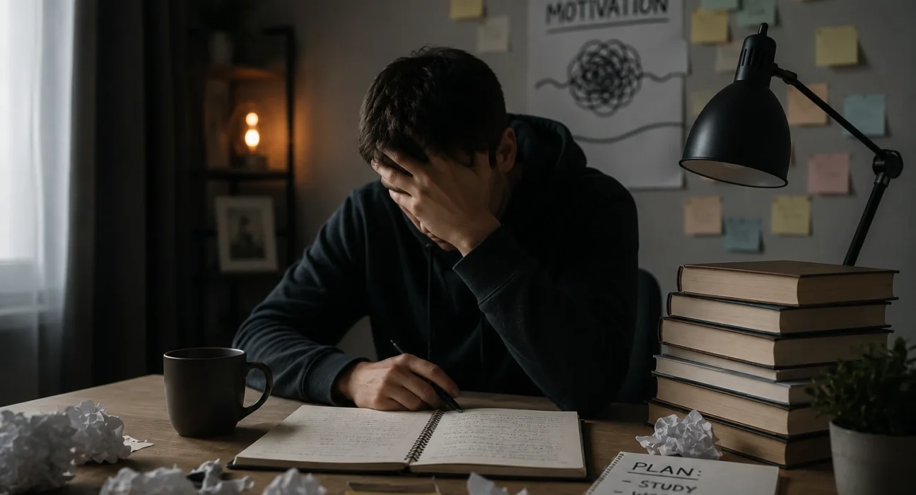 exhausted student losing motivation